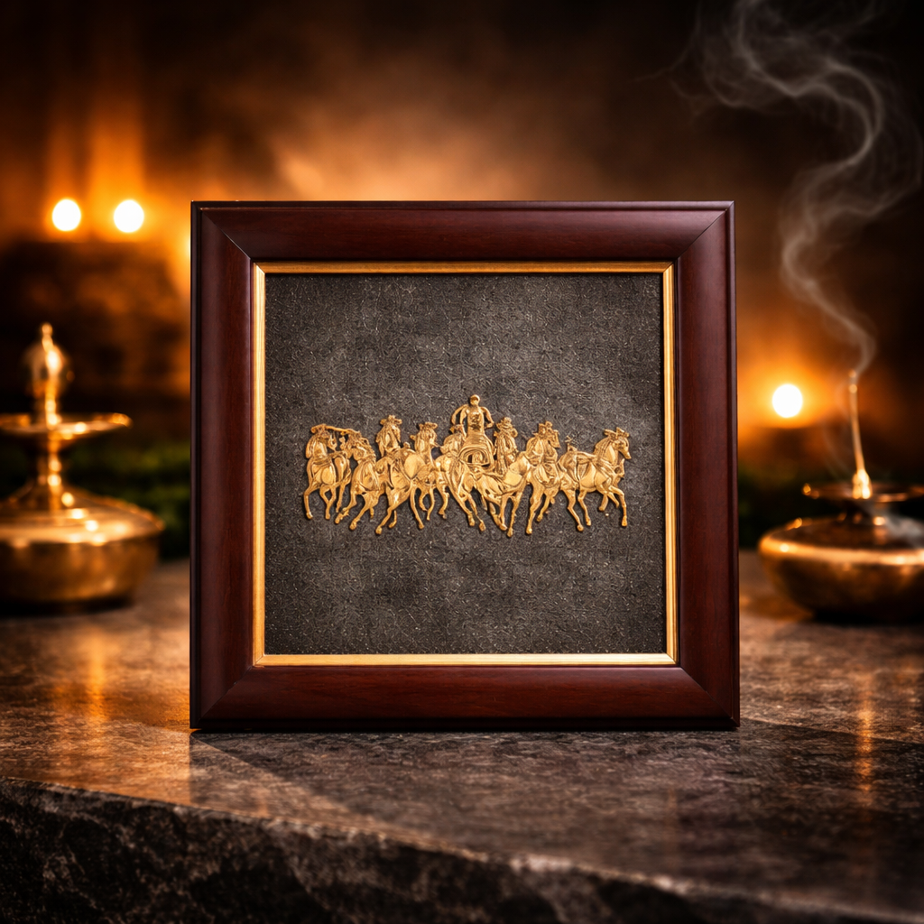 7 Horse Vastu Pyrite Dust Frame